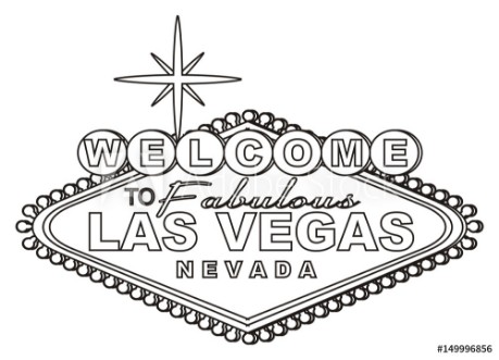 Picture of Las vegas casino  America USA illustration cartoon symbol city poker city of sins  travel famous  illustration signboard black and white